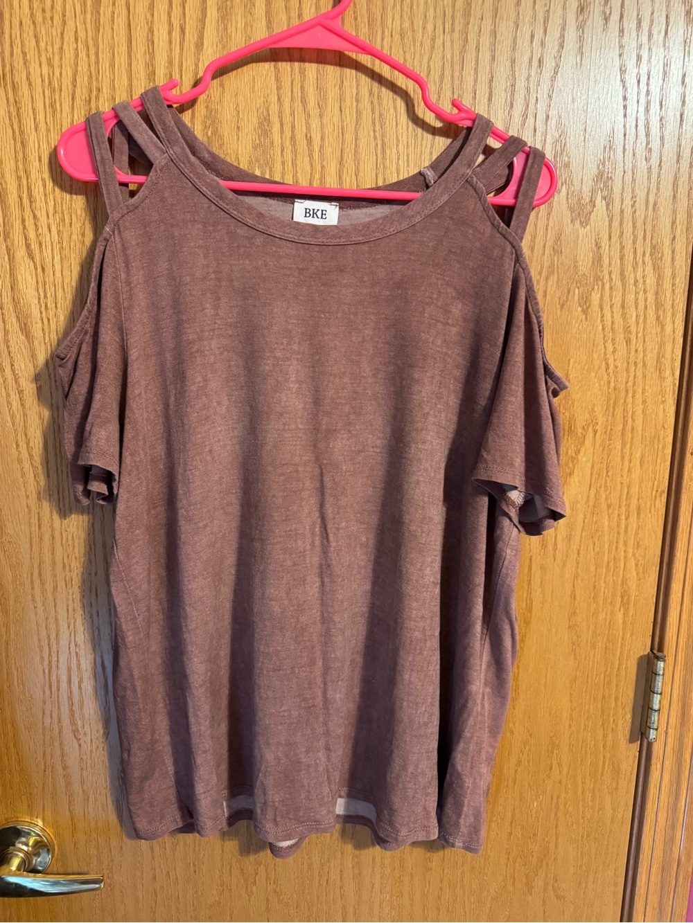 BKE Mauve Brown Cold-Shoulder Tank Top with Double Straps